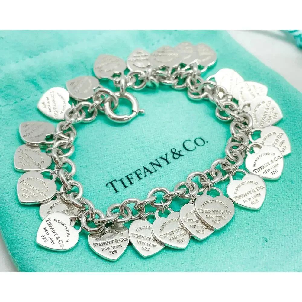 Tiffany & Co. Return to Tiffany Multi Heart Tag Bracelet Sterling Silver 7" - Picture 6 of 15